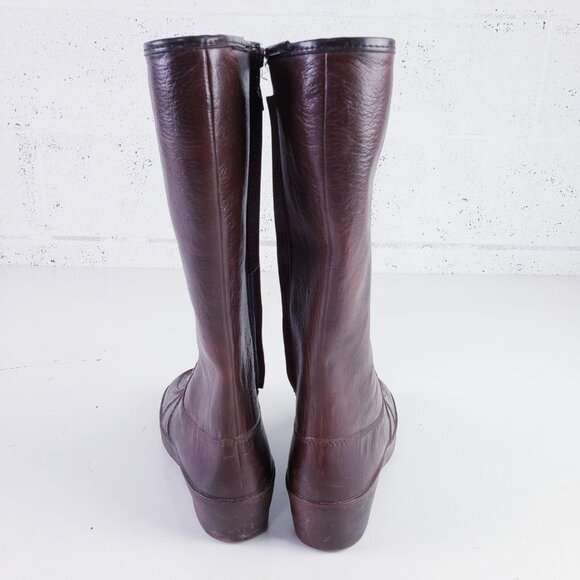 Vintage Carolina Boots Leather Knee High Sherpa Lined Side Zip Low Heel Brown 7 - Picture 3 of 13